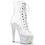 7" Heel, 2 3/4" Pf Peep Toe Lace-Up Front Ankle Boot W/Rs Pleaser BEJ1021C-7/C/SRS