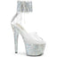 7" Heel, 2 3/4" Pf Ankle Cuff Sandal W/Rs, Back Zip Pleaser BEJ724RS-02/C-RS/SRS