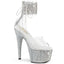 7" Heel, 2" PF Ankle Cuff Sandal w/RS, Back Zip Pleaser Pleaser BEJEWELED/724RS