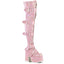 5" Chunky Heel, 3" PF Thigh-High Lace-Up Boot, Inside Zip Pleaser Demonia CAMEL/305