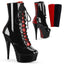 6" Heel, 1 3/4" PF Two Tone Lace-up Ankle Boot, Side Zip Pleaser Pleaser DELIGHT/1020FH
