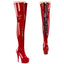 6" Heel, 1 3/4" Pf Two Tone Thigh High Boot, Front Zip Pleaser DEL3027/R-B/R