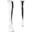 6" Heel, 1 3/4" Pf Two Tone Thigh High Boot, Front Zip Pleaser DEL3027/W-B/W