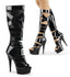 6" Heel, 1 3/4" PF Knee High Gladiator Boot, Back Zip Blk Str Pat/Blk Pleaser Pleaser DELIGHT/600/49