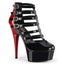 6" Heel, 1 3/4" Pf Two Tone Buckled Strappy Cage Bootie Pleaser Pleaser DEL695/B/R/B