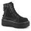 2" Platform Lace-up Bootie, Outer Metal Zipper Pleaser Demonia EMI114/BCA/VL