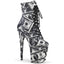 8" Heel, 4" Pf Lace-up Front Ankle Boot, Side Zip Pleaser Pleaser FLAM1020DP/W/BFA/M