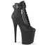 8" Heel, 4" PF Lace-Up Front Ankle Bootie, Side Zip Pleaser Pleaser FLAMINGO/800/05