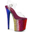 8" Heel, 4" Pf Ankle Strap Sandal W/Gliiter Bottom Pleaser Pleaser FLAMINGO/808RBG