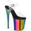 8" Heel, 4" Chrome Plated Pf Ankle Strap Sandal Pleaser FLAM808RC/C/RBOWCH