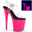 8" Heel, 4" Pf Ankle Strap Sandal W/Neon Uv Reactive Btm Pleaser Pleaser FLAMINGO/808UVG