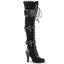 3 3/4" Heel, 1/2" P/F Goth Lolita Over-the-Knee Boot W/ Bows Blk Vegan Leather-Velvet Pleaser Demonia GLAM/300