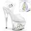 7" Heel, 2 3/4" Cut-Out PF Ankle Strap Sandal w/ Diamond Pleaser Pleaser MOON/708DIA