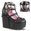 5" Wedge PF Cage Bootie, Back Metal Zip Blk Vegan Leather Pleaser Demonia POISON/25/1
