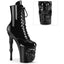 8" Finger Bone Heel, 4" Skull Pf Ankle Boot, Inside Zip Pleaser RAPT1020/B/M