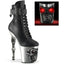 8" Finger Bone Heel, 4" Skull Pf Led Ankle Boot, Side Zip Pleaser RAPT1020STR-LT/BPU/S