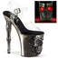 8" Finger Bone Heel, 4" Skull Pf Led Ankle Strap Sandal Pleaser RAPT808-LT/C/PWCH