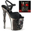 8" Finger Bone Heel, 4" Skull Pf Led Ankle Strap Sandal Pleaser RAPT809-LT/BPU/PWCH