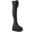 4" Wedge PF Lace-Up Thigh-High Boot, Outside Zip Pleaser Demonia SHAKER/374