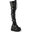 4 1/2" Wedge Pf Lace-Up Stretch Thigh High Boot, Side Zip Pleaser Demonia SHAKER/420