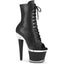 7" Heel, 3" Textured Pf Peep Toe Ankle Boot, Side Zip Pleaser Pleaser SPECTATOR/1021