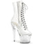 7" Heel, 3" Textured Pf Lace-Up Front Mid Calf, Side Zip Pleaser Pleaser SPECTATOR/1040C