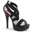 5 3/4" Heel, 1 3/4" PF Cross Close Back Sandal, Back Zip Blk Elasticated Band/Blk Pleaser Pleaser Pink Label TEEZE/47W