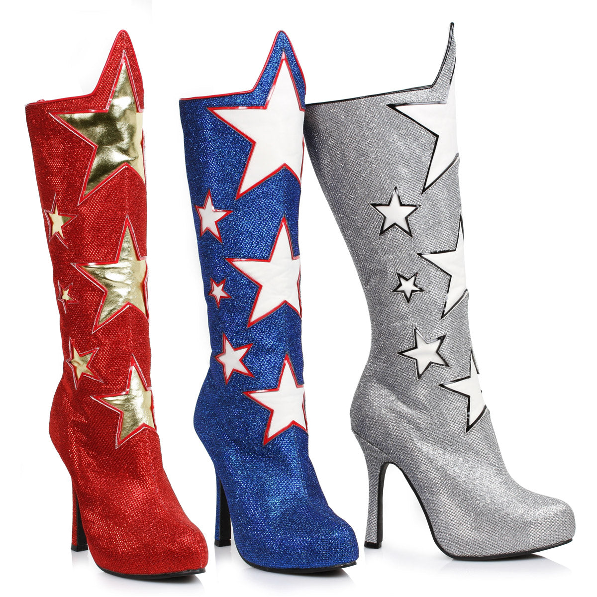 Silver 4" Knee High Hero Boot Women Shoes Boots Adult Ellie Halloween Sexy Ellie  420/HERO/SLV