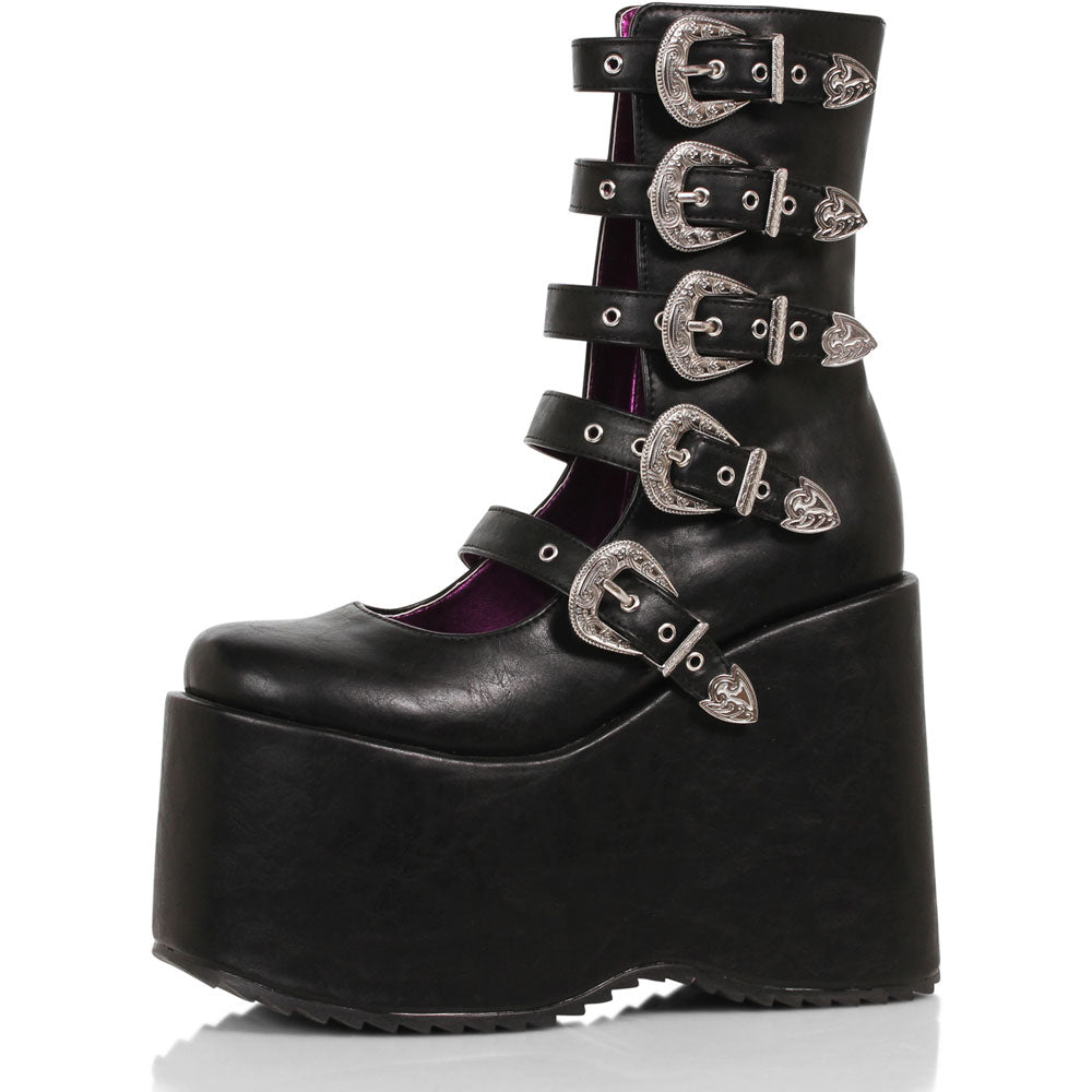 5" Chunky Platform Boots w/Buckles Ellie  500-ASH