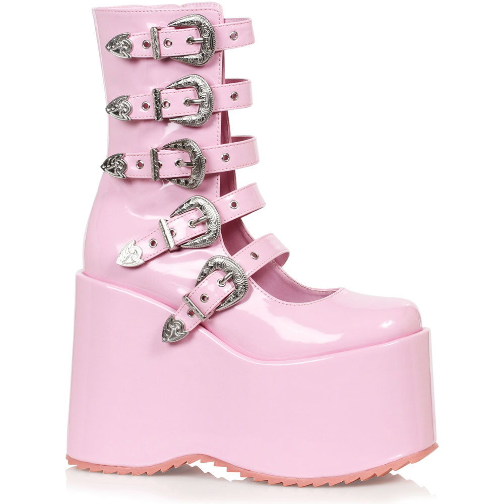 5" Chunky Platform Boots w/Buckles Ellie  500-ASH