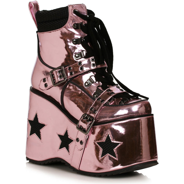 5" Heel Platform Bootie With Star & Buckle Decor Ellie  500/SPACED