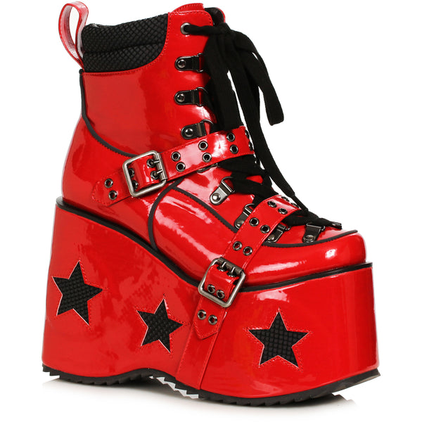 5" Heel Platform Bootie With Star & Buckle Decor Ellie  500/SPACED