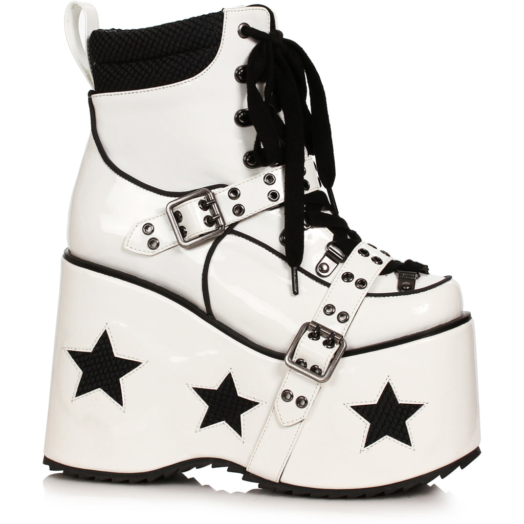 5" Heel Platform Bootie With Star & Buckle Decor Ellie  500/SPACED