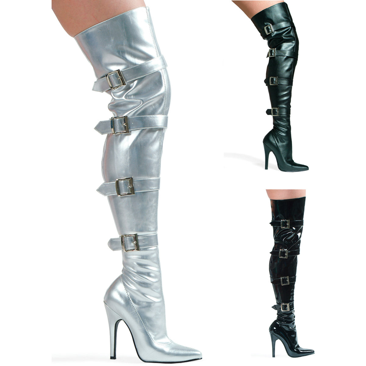 Thigh High Buckle Straps Stiletto Heels Boots Ellie  511/BUCKLEUP Main image