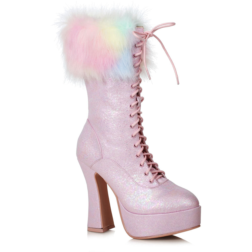 5 Chunky Heel Unicorn Boot With Faux Fur Ellie  557/NORA/PNK Main image
