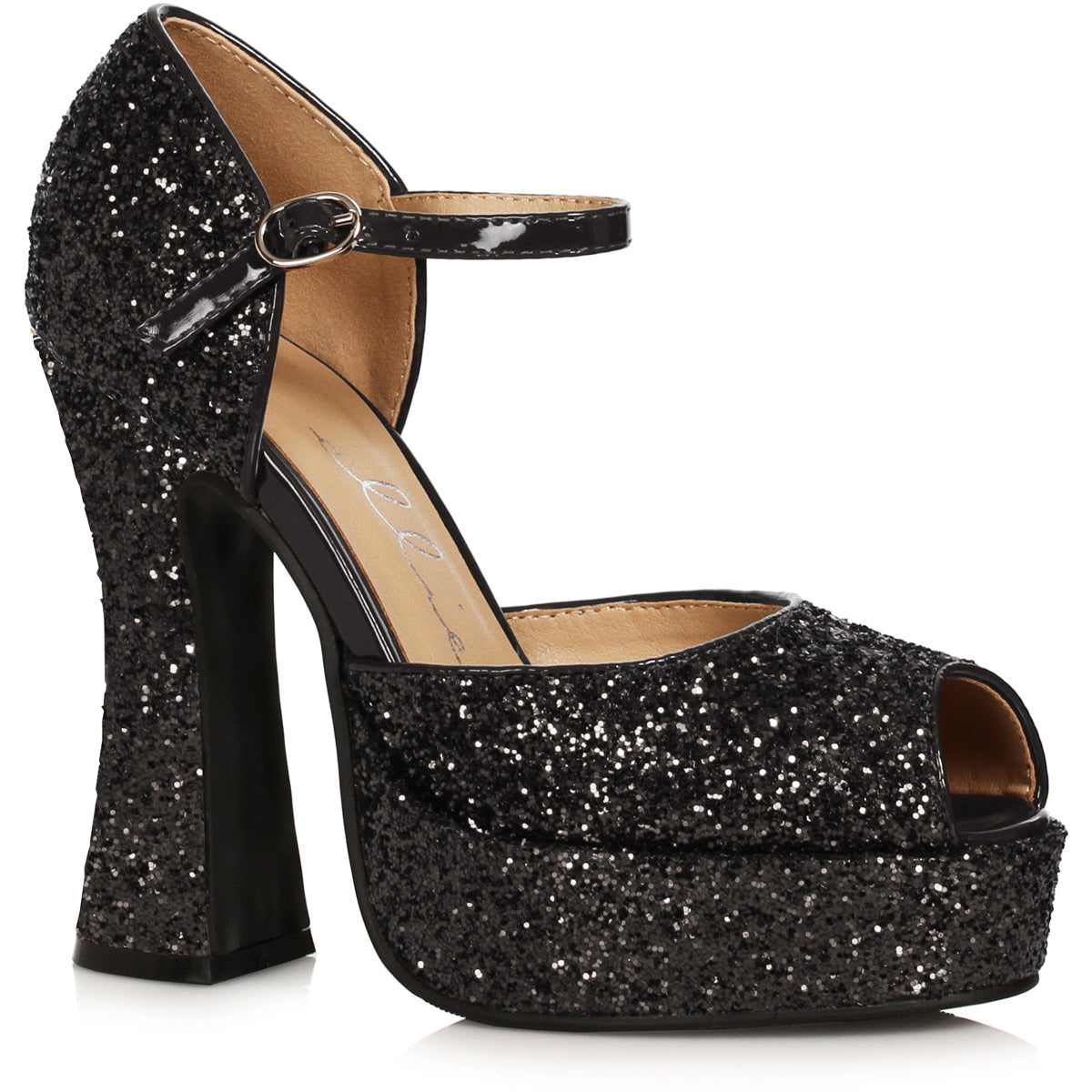 5.5" Heel Open Toe Shoe With Ankle Strap Ellie  557/SPARKLE Main image