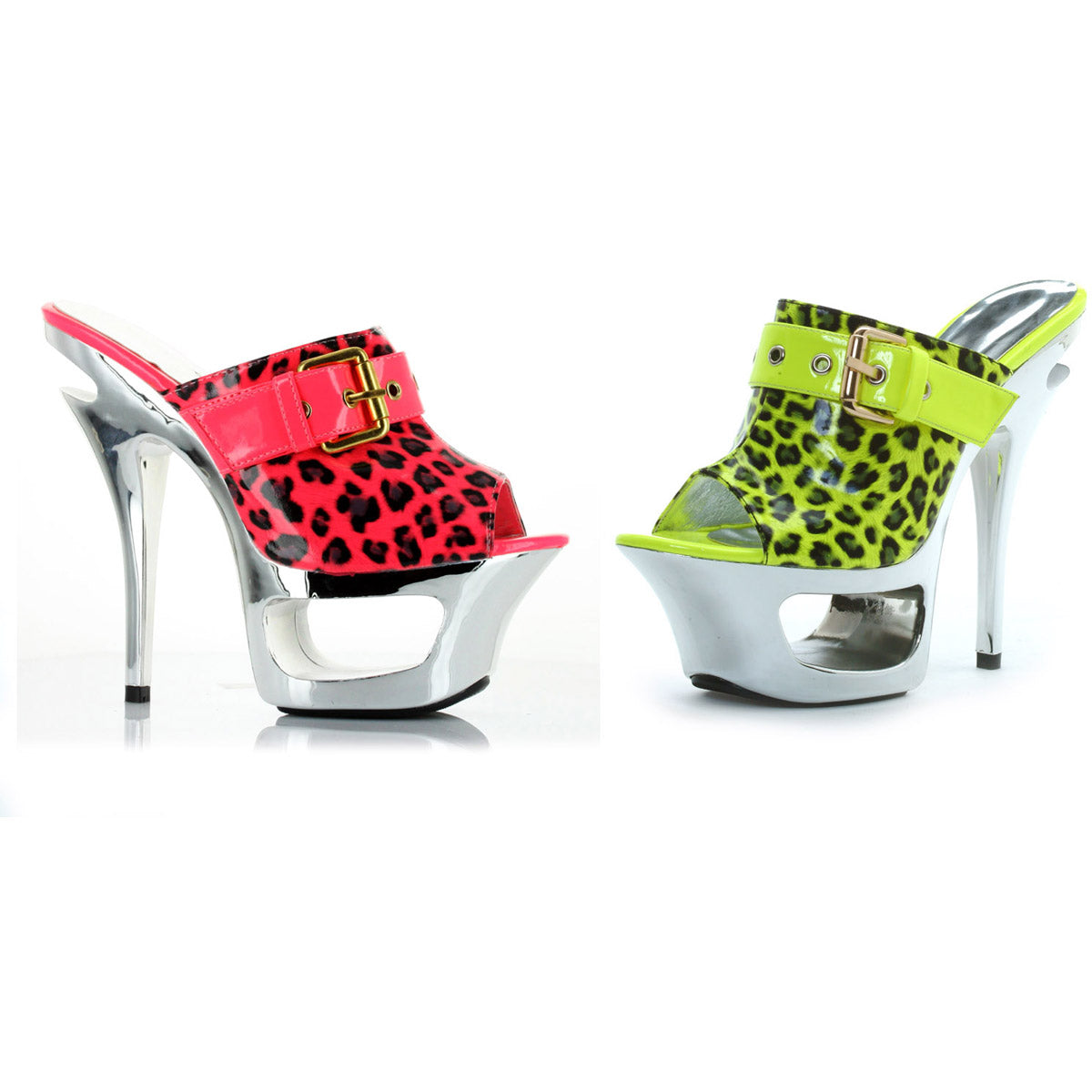 6" Cut Out Platform Neon Mule With Side Buckle Ellie  604-CIDNEY