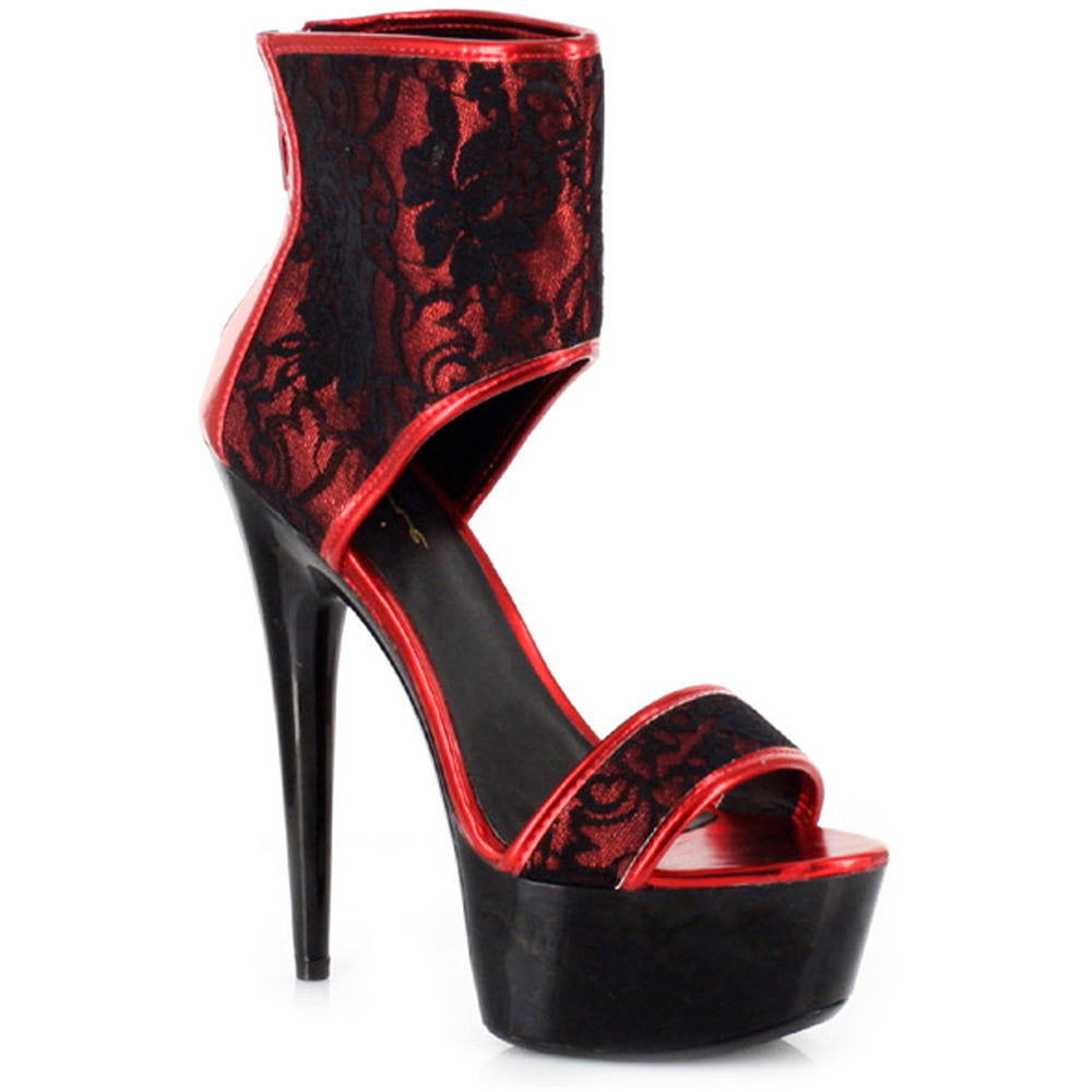6" Pointed Heel Platform Sandal W/ 2" Layer Lace Upper Ellie  609-AMANDA