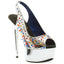 6" Platform Peep Toe W/Multi Colored Rhinestones Ellie  609-BEDAZZLED