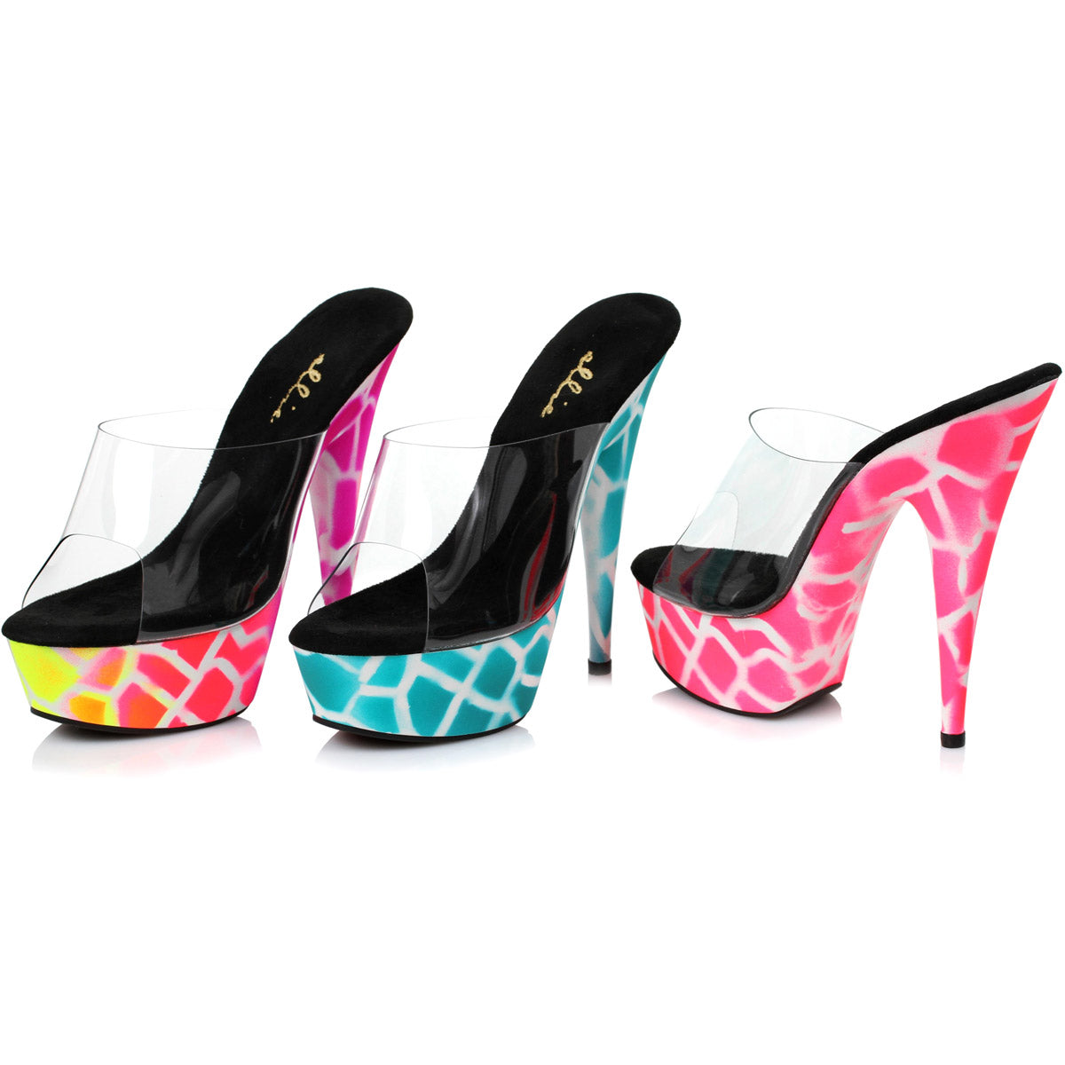Neon Giraffe Platform Stiletto Mules Ellie  609/GIRAFFE Main image