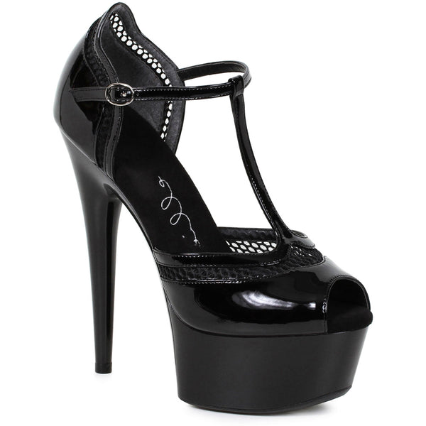 6" PEEPTOE WITH T STRAP Ellie  609/HAILEY/BLK