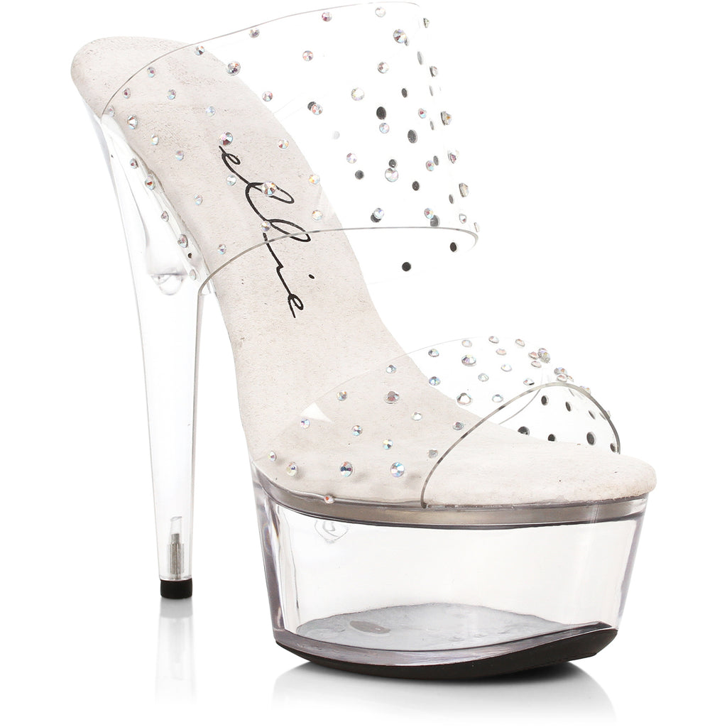 6" Heel Clear Sandal With Rhinestone Upper Ellie  609/MISTY