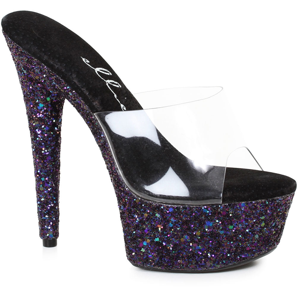 6 Pointed Stiletto Mule Sandal With Glitter Platform Ellie  609/SERENITY