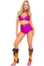 Holographic High-Waisted Shorts With Belt Roma  6116