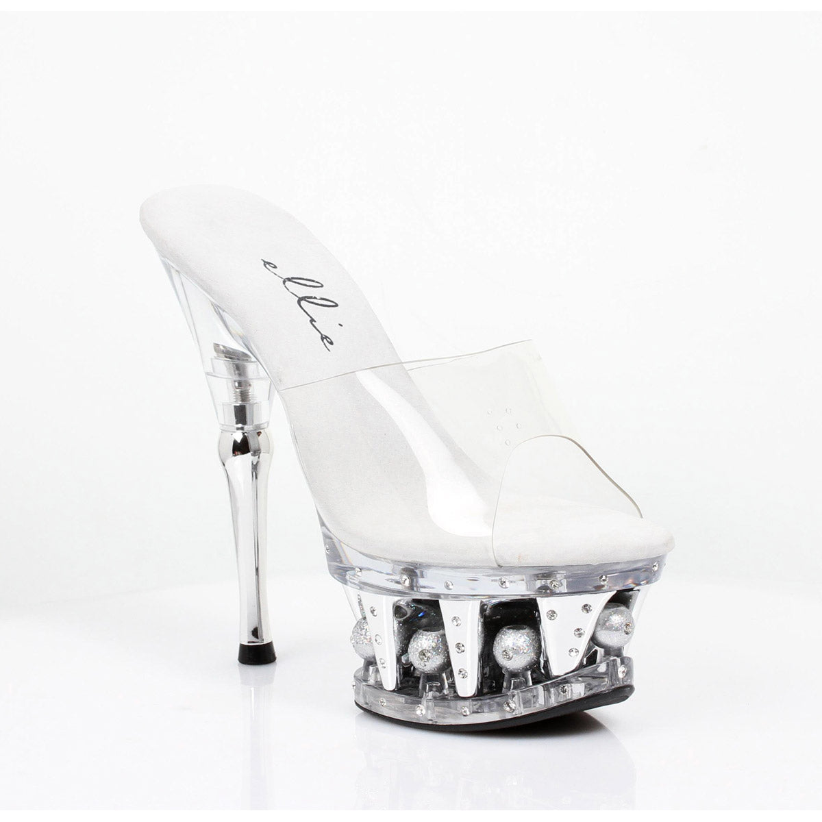 Disco Ball Platform Stiletto Clear Mules Ellie  629/VANITY