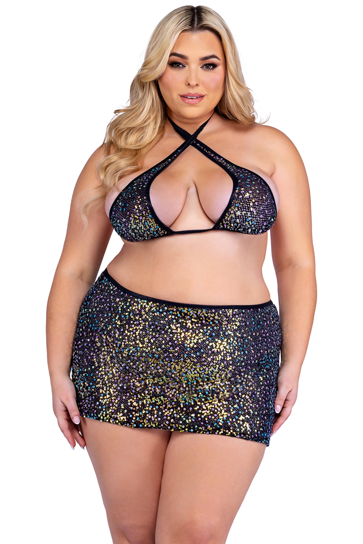 Sequin Fishnet Criss-Cross Top Roma  6433 Main image