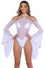 Sheer Mesh Romper With Bell Sleeves Roma  6497