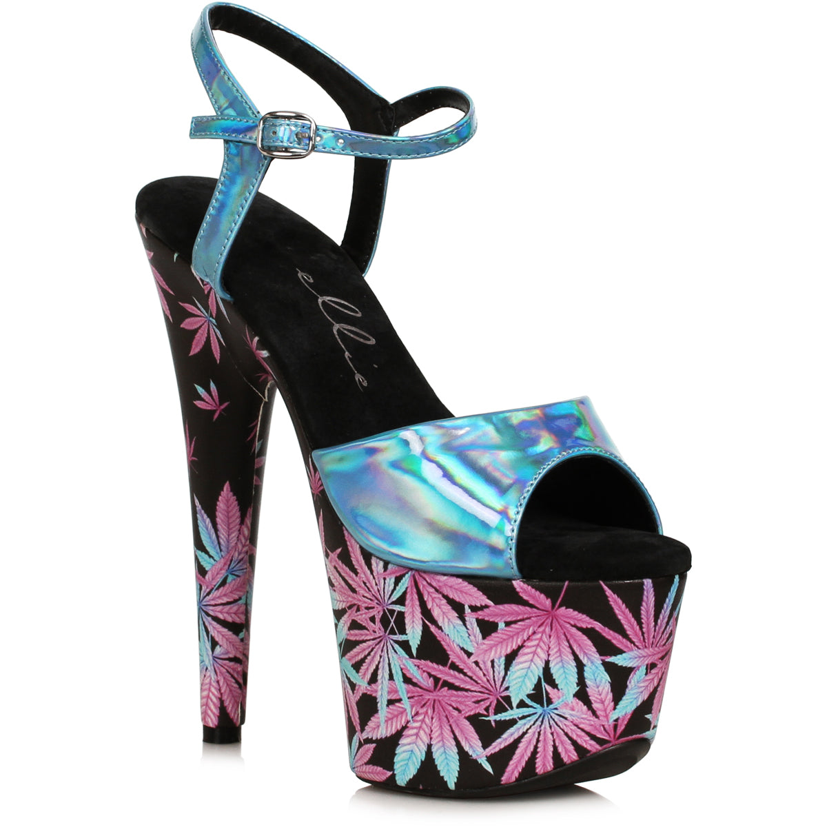Ellie 7 Inch Heel Stiletto Sandals with Floral Print Wrapped Platform Secondary image