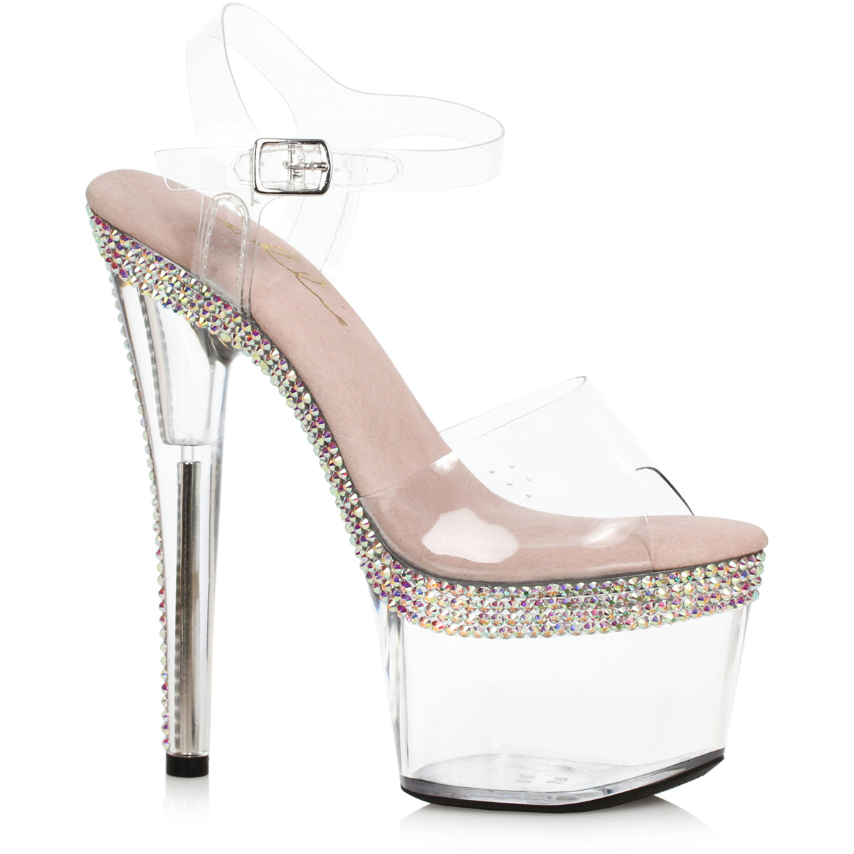 7" Heel Pointed Stiletto Sandal W/Rhinestones On Platform Ellie  709/HATTIE