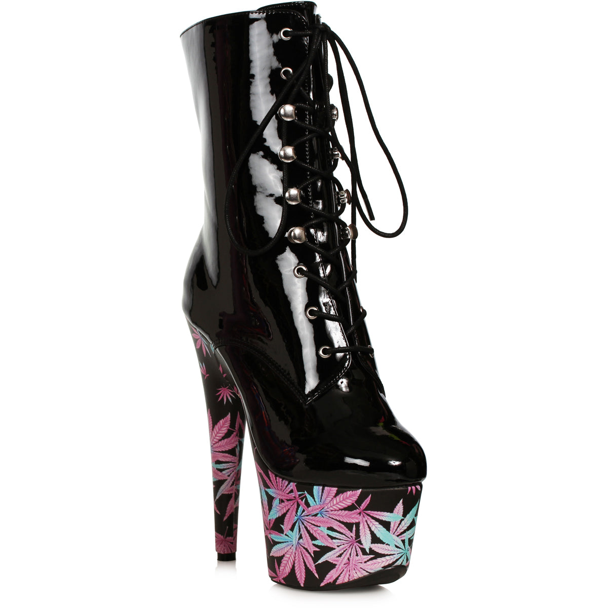 7" Heel Stiletto Lace Up With Print Wrapped Platform Ellie  709/JUICY Main image